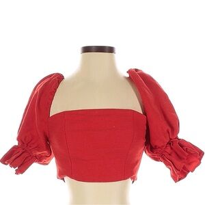 C/MEO Collective Red Puff Sleeve Crop Top